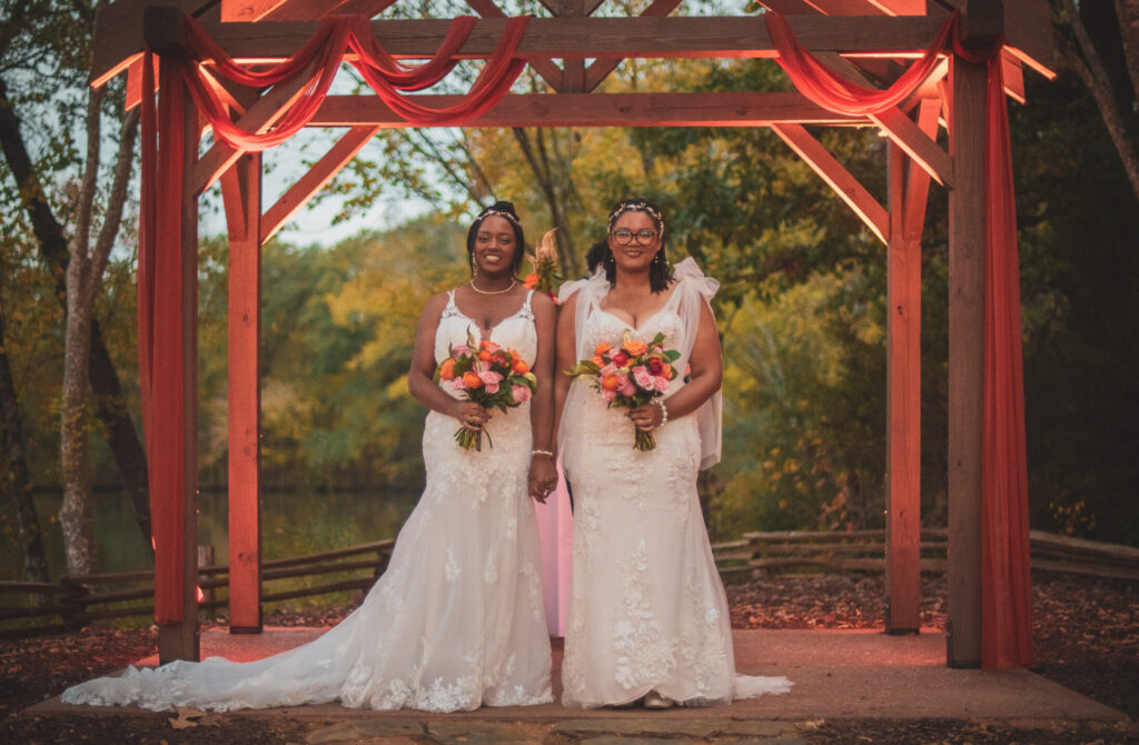 Co-founders Zepher Barber and Elisha Morrow on their wedding day.