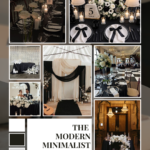 Modern Minimalist aesthetic mood board with black linens