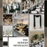 Modern Minimalist aesthetic mood board with white linens
